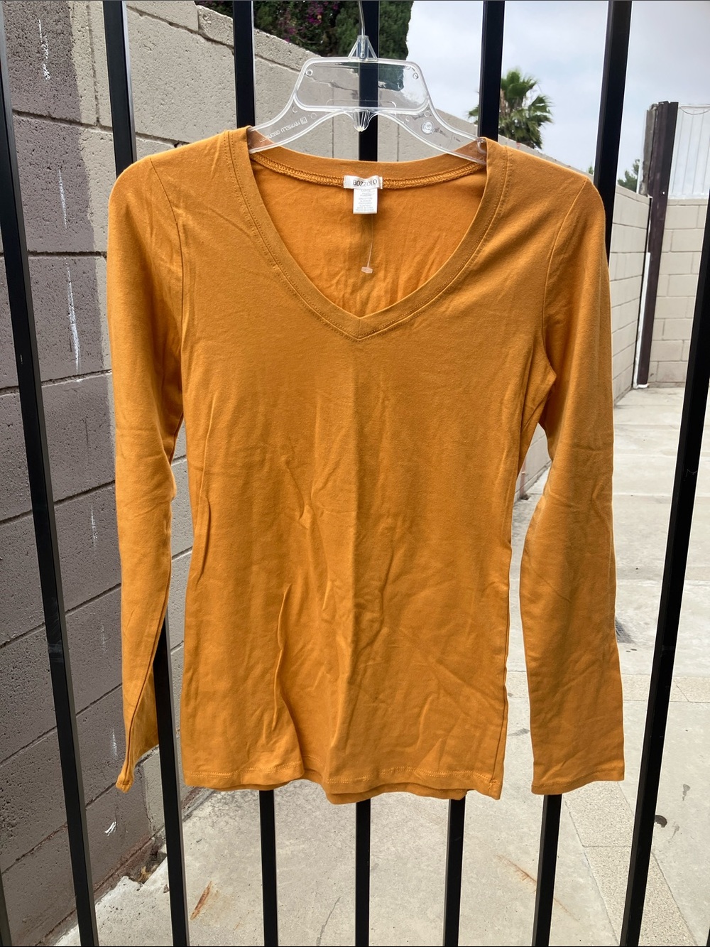 Bozzolo V-Neck Long Sleeve Top - Mustard